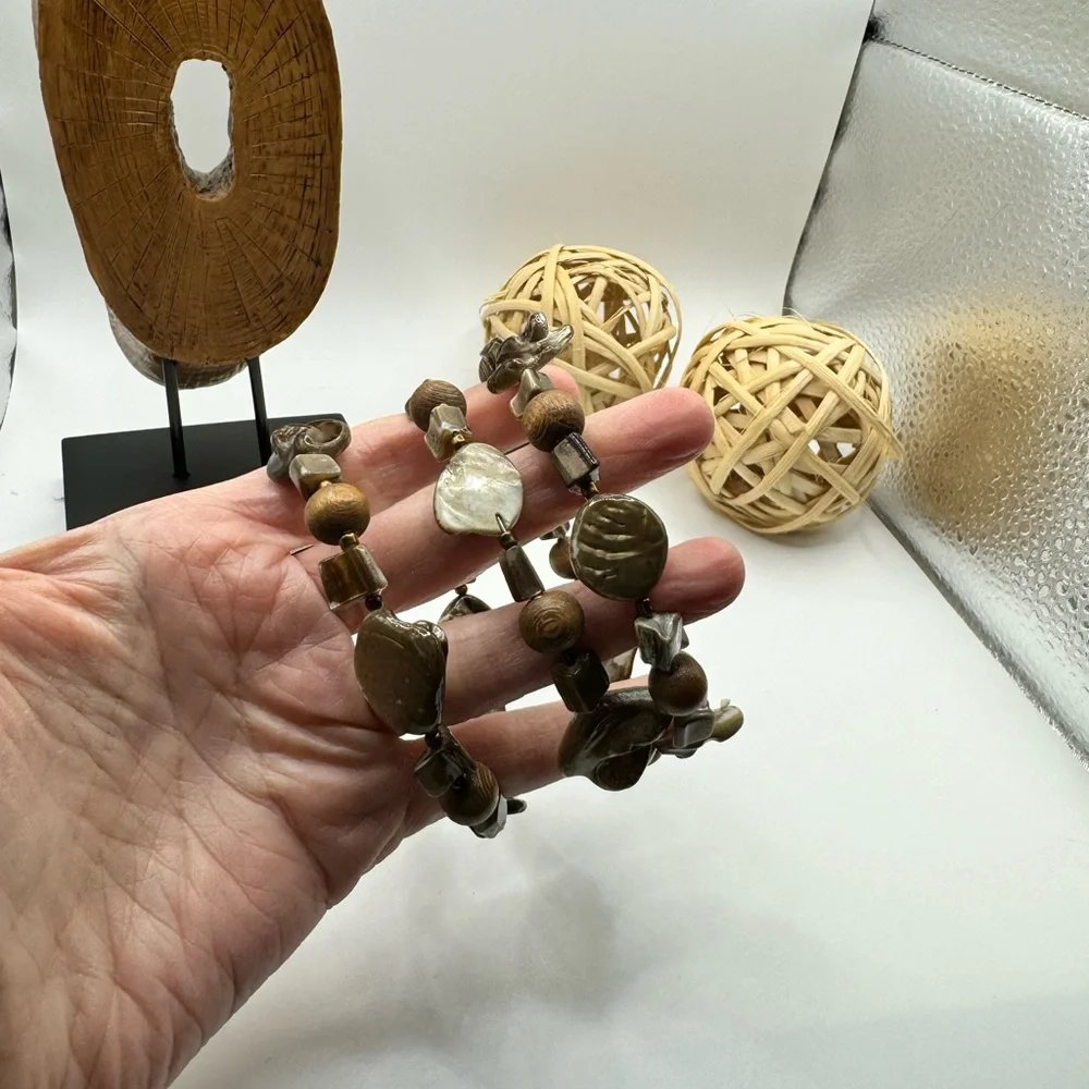 Wrap‎ Style Brown Stone and Bead Bracelet